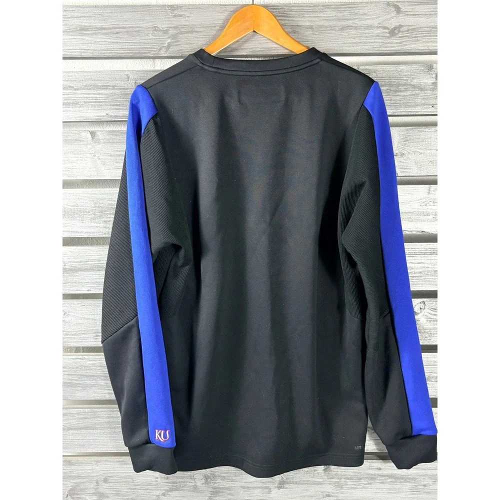 Adidas Kansas Jayhawks Mens M Black Blue AEROREADY Training Sweatshirt